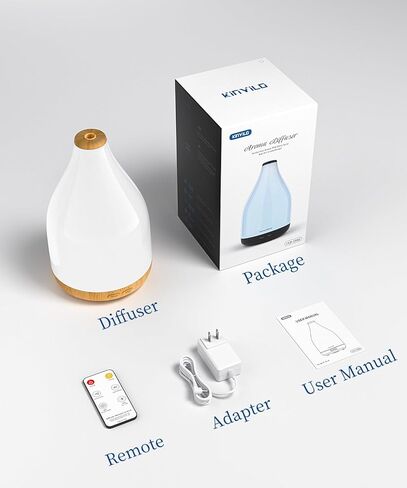 Essential Oil Diffuser for Home, 300ML Modern Décor Aromatherapy Diffusers Large Room Fresh Air Scent, Ultrasonic Cool Mist Humidifier & Color Light, 1-3-6H Timer Auto Shut-Off, Brown in Kuwait