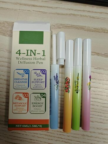 Mullein Herbal Diffuser Pen, Natural Aromatherapy Air Inhaler Stick with Mullein Thyme Mint, Four Aroma Variety Set,Air Freshening, Relaxed Feelings, Portable Pocket Size (4 Pack) in Saudi Arabia
