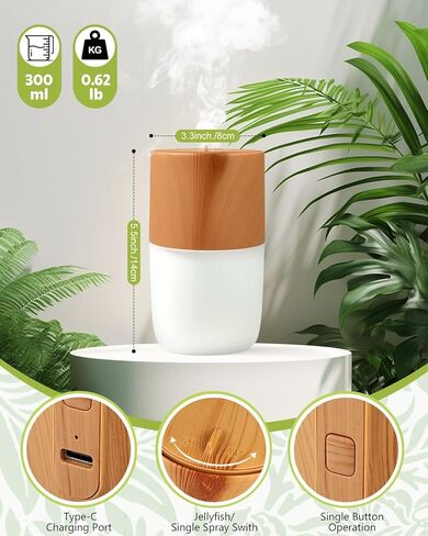 موزع روائح الزيوت العطرية سعة 300 مل، موزع روائح العلاج العطري برذاذ قنديل البحر مع 7 ألوان، 4 أوضاع إضاءة، مرطب بالموجات فوق الصوتية، موزع روائح عطرية تلقائيًا في عيد الحب، هدية عيد الفصح للمنزل والمكتب واليوجا in Kuwait