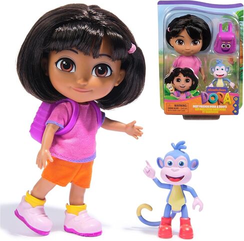 Dora, Best Friends Dora & Boots Set, 6-inch Doll with Clothes, Backpack & Boots Toy Figure, Kids Toys for Girls & Boys Ages 3 and Up in Saudi Arabia