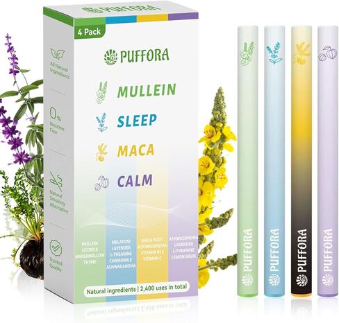 قلم ناشر عشبي 4 في 1 مع مولين وأشواغاندا وجذور الماكا والميلاتونين | يدعم راحة الرئة والطاقة والاسترخاء والنوم | 2400 استخدام in Kuwait