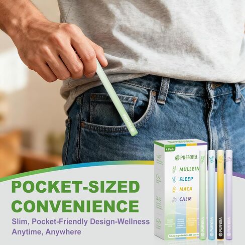 قلم ناشر عشبي 4 في 1 مع مولين وأشواغاندا وجذور الماكا والميلاتونين | يدعم راحة الرئة والطاقة والاسترخاء والنوم | 2400 استخدام in Kuwait