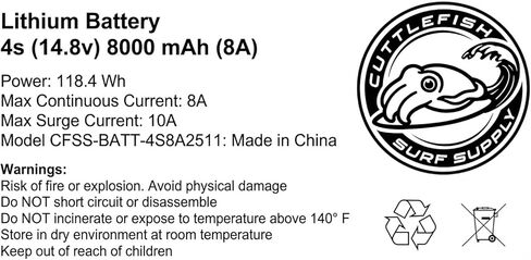 14.8v 8A Lithium Battery with Charger for CuttleJet Mini Electric Paddle Board Motor 4s 8000 mAh 118.4 Wh in Saudi Arabia