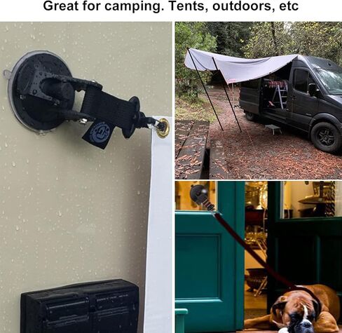 Securing Hook Suction Cup Multi Purpose Reusable Hook with Safety Hooks Reverse Adsorption for Camping Tarp Swimming Pool Tents Outdoor Black 14.5x6.5x4.5cm in Saudi Arabia
