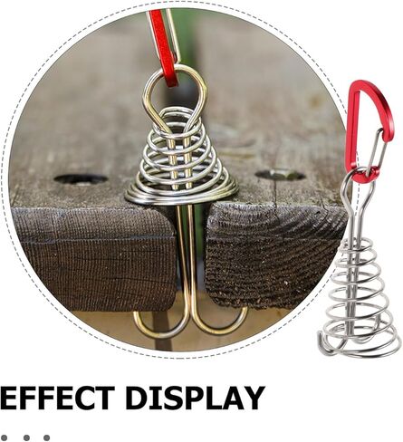 Holibanna 5pcs Spring Tent Anchors Round Tube Windproof Hooks, Stainless Steel Fast Tie Down Anchors for Outdoor Camping Tent Rope Tensioner Accessories in Kuwait
