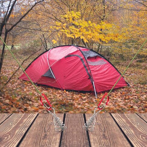 Holibanna 5pcs Spring Tent Anchors Round Tube Windproof Hooks, Stainless Steel Fast Tie Down Anchors for Outdoor Camping Tent Rope Tensioner Accessories in Kuwait