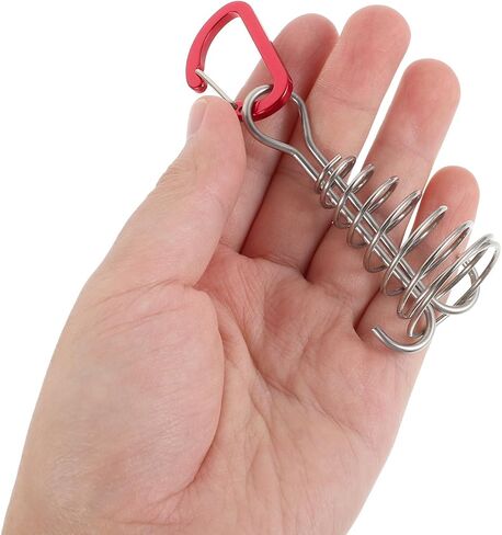 Holibanna 5pcs Spring Tent Anchors Round Tube Windproof Hooks, Stainless Steel Fast Tie Down Anchors for Outdoor Camping Tent Rope Tensioner Accessories in Kuwait
