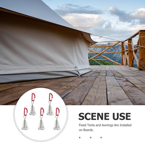 Holibanna 5pcs Spring Tent Anchors Round Tube Windproof Hooks, Stainless Steel Fast Tie Down Anchors for Outdoor Camping Tent Rope Tensioner Accessories in Kuwait