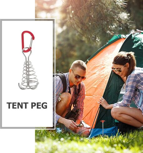 Holibanna 5pcs Spring Tent Anchors Round Tube Windproof Hooks, Stainless Steel Fast Tie Down Anchors for Outdoor Camping Tent Rope Tensioner Accessories in Kuwait