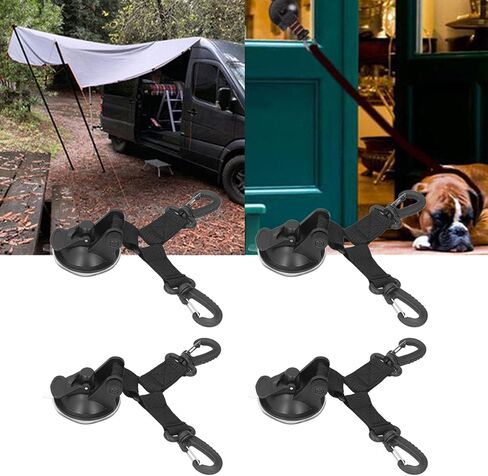 4 قطع مرساة كأس شفط، خطاف خيمة تخييم عالي التحمل، خطاف تأمين مزدوج الرأس مع حزام ABS والنايلون، كوب شفط خارجي متعدد الأغراض للسيارة والشاحنات والسفر والمنزل in Kuwait