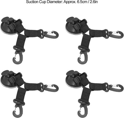 4 قطع مرساة كأس شفط، خطاف خيمة تخييم عالي التحمل، خطاف تأمين مزدوج الرأس مع حزام ABS والنايلون، كوب شفط خارجي متعدد الأغراض للسيارة والشاحنات والسفر والمنزل in Kuwait