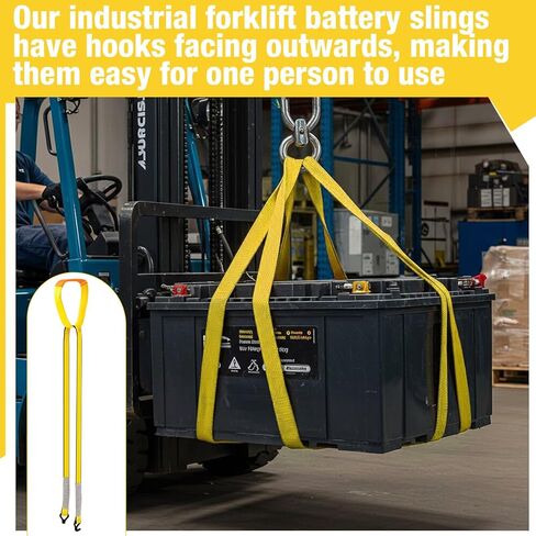 2 Inch x 5 ft Industrial Forklift Battery Lifting Carrying Sling Battery Carrier Lifter Strap with Hook 12 Inch Lift Round Ring with Protector Pad Heavy Duty for Industry Factory in Saudi Arabia