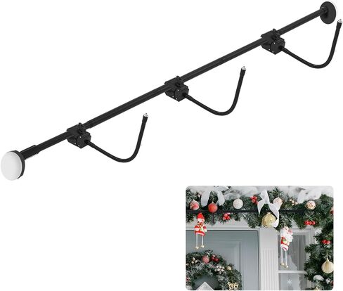 Bucherry Garland Hanger for Door Frame - Adjustable Fits 59"- 67" Width Front Doors Christmas Garland Hanger for Hanging Wreaths, Colorful Lights, No Screws, Drilling, Easy Assembly(Black) in Saudi Arabia