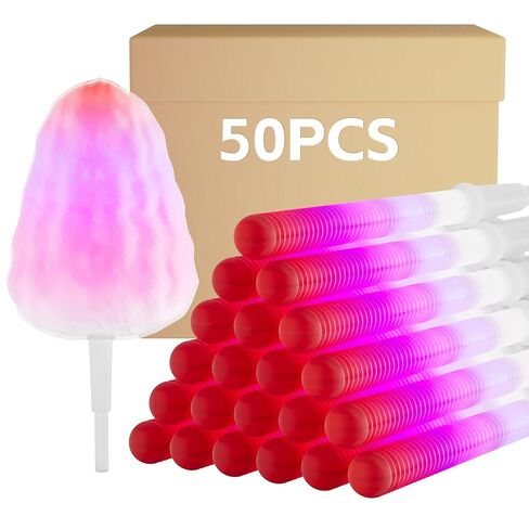 50 Pcs LED Cotton Candy Cones – Valentine’s Day Special Edition Glow Sticks – Reusable Waterproof Cotton Candy Holders – Romantic Lights for Parties, Weddings, Events & Celebrations in Saudi Arabia