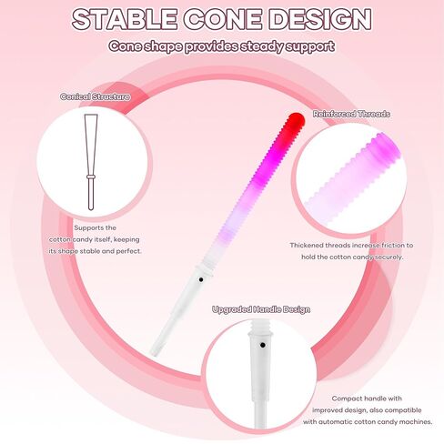 50 Pcs LED Cotton Candy Cones – Valentine’s Day Special Edition Glow Sticks – Reusable Waterproof Cotton Candy Holders – Romantic Lights for Parties, Weddings, Events & Celebrations in Saudi Arabia