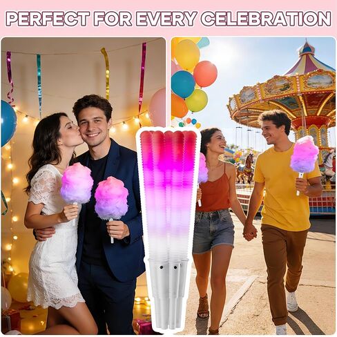 50 Pcs LED Cotton Candy Cones – Valentine’s Day Special Edition Glow Sticks – Reusable Waterproof Cotton Candy Holders – Romantic Lights for Parties, Weddings, Events & Celebrations in Saudi Arabia