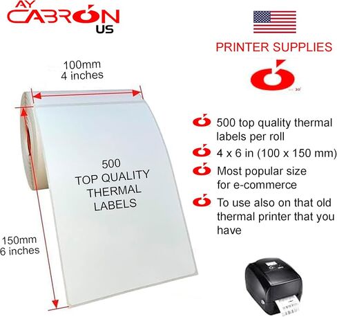 Ay Cabron™ Professional-Grade 4" x 6" Thermal Shipping Labels – Weather-Resistant Adhesive - Barcode & Address Compatible | 500 Labels per Roll - 4" x 6" (100 x 150 mm) - 1 ROLL = 500 Labels in Saudi Arabia