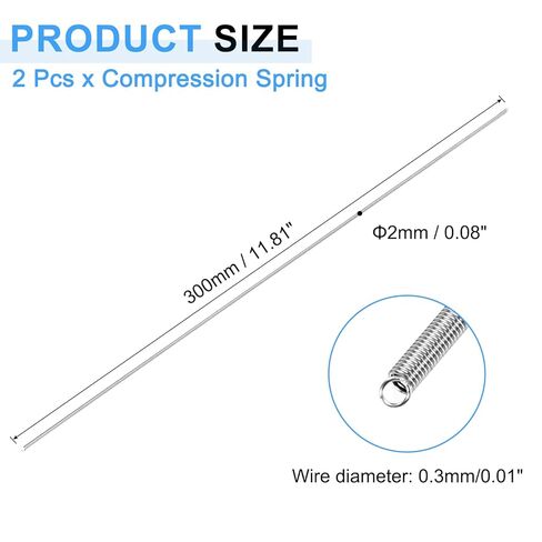 uxcell 2Pcs Extension Springs, 0.3x2x300mm/0.01x0.08x11.81in 304 Stainless Steel Extended Compression Spring Steel Dual Hook Tension Springs for Machinery Construction Home Repairs in Saudi Arabia