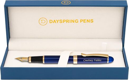 Dayspring Pens Engraved Fountain Pen Alexandria Fountain Pen with Red Lacquer and Gold Finish. Luxury Fountain Pen with Gift Box and Starter Ink. in Kuwait
