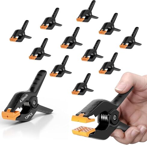 EMART 12 Pack Heavy Duty Spring Clamps 4.5 Inch Plastic Large Professional Backdrop Clips Clamps for Backdrop Stand, Pool Cover, Photography Studio, Balloon arch, Woodworking, Crafts, Tarp, Photoshoot in Saudi Arabia