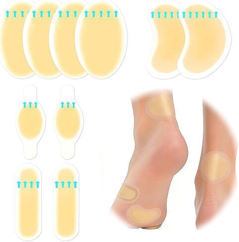 Hydrocolloid Gel Blister Bandages for Feet, Waterproof Adhesive Heel Protectors, Toe, Ball of Foot, Bunion Pain Relief, Long-Lasting Blister Cushions Pads for Prevention & Recovery (22 Count) in Kuwait