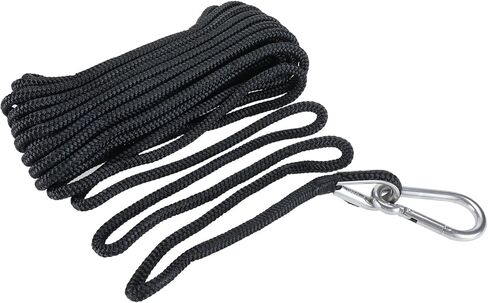 Amarine Made 3/8 Inch 50ft Anchor Rope Double Braided Nylon Dock Lines,2 Pack of Marine Mooring Rope Boat Dock Lines with Thimble-800kg Breaking Strength (Black) in Saudi Arabia