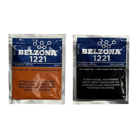 Belzona 1221 Super E-Metal 125g عدة إصلاح مركب لإصلاح الطوارئ علاج سريع خزان أنابيب معدنية من السيليكون الصلب المقوى بوليمر إيبوكسي راتنج مكون من جزأين قاعدة مكونة 83 جرام مصلب 42 جرام in Kuwait