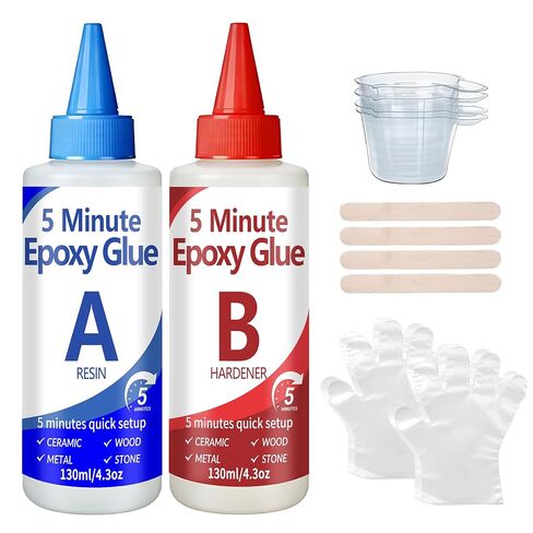 5 Minute Epoxy Glue Kit, 260ml Clear Epoxy Adhesive Sturdy, Waterproof, Heat-Resistant, Fast Curing, 5 Min Epoxy Glue All Purpose, Metal, Plastic, Wood, Ceramics, Glass and More in Kuwait