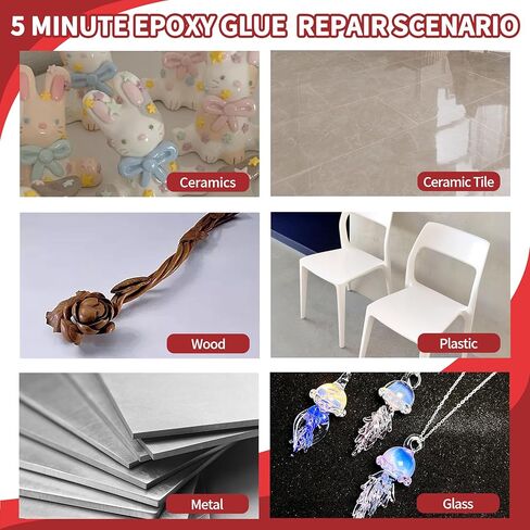 5 Minute Epoxy Glue Kit, 260ml Clear Epoxy Adhesive Sturdy, Waterproof, Heat-Resistant, Fast Curing, 5 Min Epoxy Glue All Purpose, Metal, Plastic, Wood, Ceramics, Glass and More in Kuwait