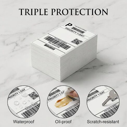 Thermal Direct Shipping Label - 4x6 Inches - 1200 Sheets Fanfold Perforated 1 Stack - Waterproof - Compatible with Zebra Rollo Brother Printers - Commercial Grade in Saudi Arabia