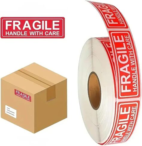 300PCS Fragile Stickers 1 x 3 Inch, Permanent Adhesive Handle with Care Shipping Labels, Waterproof Tear-Resistant Warning Stickers for Moving, Glass, Ceramics, Electronics and Delicate Items in Saudi Arabia