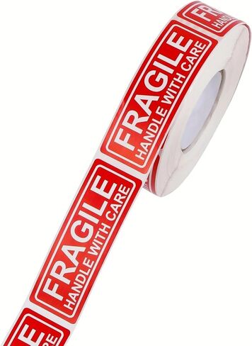 300PCS Fragile Stickers 1 x 3 Inch, Permanent Adhesive Handle with Care Shipping Labels, Waterproof Tear-Resistant Warning Stickers for Moving, Glass, Ceramics, Electronics and Delicate Items in Saudi Arabia