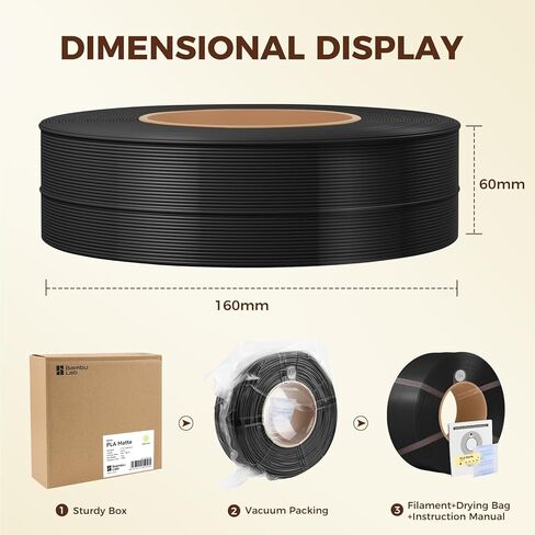 ENOMAKER Bamboo Lab PLA Matte Filament Refill Charcoal Black 11101 1.75mm, 3D Printer Filament with RFID for AMS, Easy to Print & Beginner Friendly,3D Printing Consumables 1kg Spool (2.2lbs) in Saudi Arabia