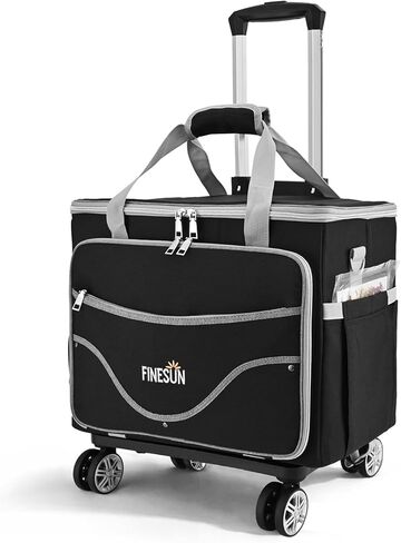 Rolling Tote Bag for Women Teacher Bag Rolling Cart Briefcase with Wheels Carry on Wheeled Bag for Work,Office,Craft Black in Kuwait