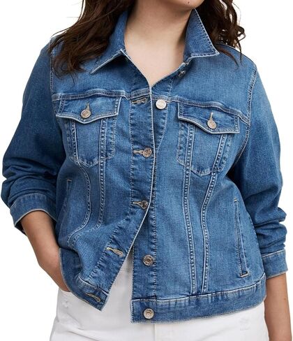 Torrid Women's Plus Size Coat - Modern Denim Trucker Jacket in Saudi Arabia