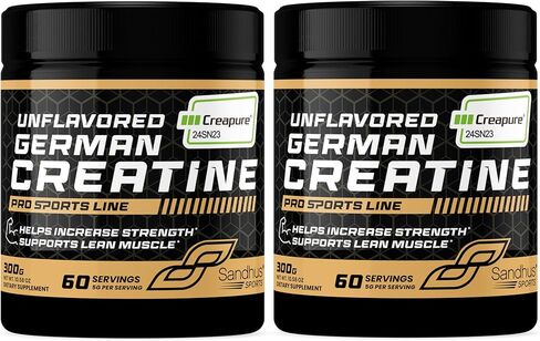 مكملات مسحوق الكرياتين مونوهيدرات الكرياتين الألماني من Sandhu's Creapure للرجال والنساء، بدون نكهة، 60 حصة (عبوة من 1)، 10.58 أونصة، مكمل رياضي يدعم بناء العضلات الهزيلة in Kuwait