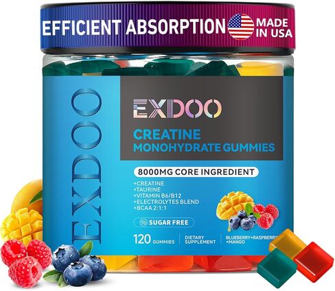 مركب مضغ الكرياتين مونوهيدرات 8000 مجم للرجال والنساء، الكرياتين مع توراين BCAA بالكهرباء لتقوية الطاقة ودعم العضلات، حلوى ما قبل التمرين، خالية من السكر، 120 قطعة in Kuwait