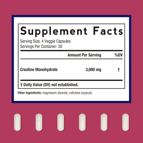 وصفات الطبيب كرياتين مونوهيدرات 3000 مجم لكل وجبة، كبسولات الكرياتين الدقيقة للنساء والرجال، للقوة والطاقة والانتعاش وامتصاص عالي، نباتي، 120 كبسولة in Kuwait