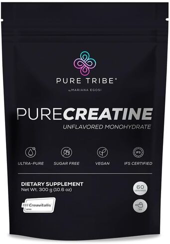PURE TRIBE PureCreatine – Micronized Creatine Monohydrate Powered by Creavitalis – Unflavored Creatine Monohydrate Powder for Energy & Recovery – No Bloating, Easy Digestion – 5g per Scoop, 300g in Saudi Arabia