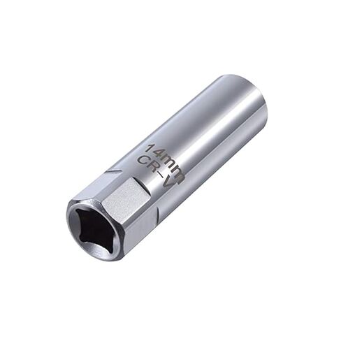 14/16mm Universal Joint Swivel Magnetic Spark Plug Sleeve Socket Wrench 3/8 Drive 12 and 6 Point Thin Wall Car Removal Tool(Long,14mm) in Saudi Arabia