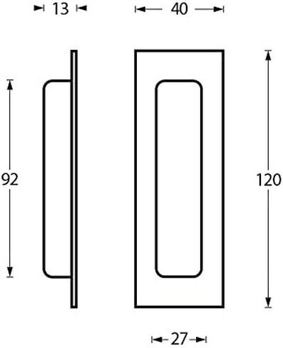 Intersteel 120 X 40 mm Satin Stainless Steel Rectangular Blind Recessed Sliding Door Flush Pull in Saudi Arabia