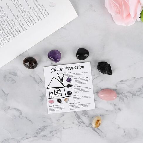 مجموعة كريستال لحماية المنزل، أحجار حماية لتنظيف المجالات الكهرومغناطيسية، وإزالة الطاقة السلبية، والبركة الروحية، وبلورات لحماية مجموعة أدوات الانتقال إلى المنزل الجديد وهدية منزلية جديدة in Kuwait