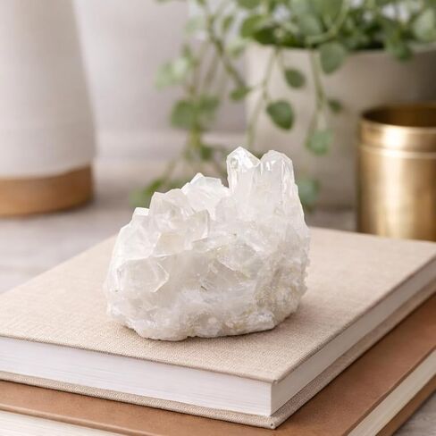 Natural Clear Quartz Crystal Cluster – Raw Quartz Druze Stone for Meditation, Reiki Healing, Chakra Energy, Spiritual Cleansing, Home Decor & Crystal Collection (1.25–2") in Saudi Arabia