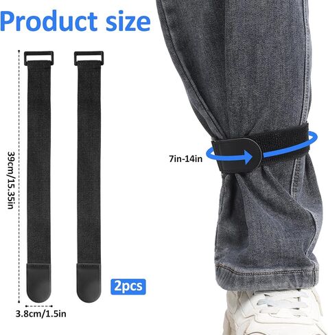 2 PCS Elastic Ankle Straps, Adjustable Boot Straps for Cowboy Boots Adjustable Boot Bands Leg Blousing Strap Elastic Trousers Blouses Strap Band for Hiking Fishing Hunting Riding (Black) in Saudi Arabia