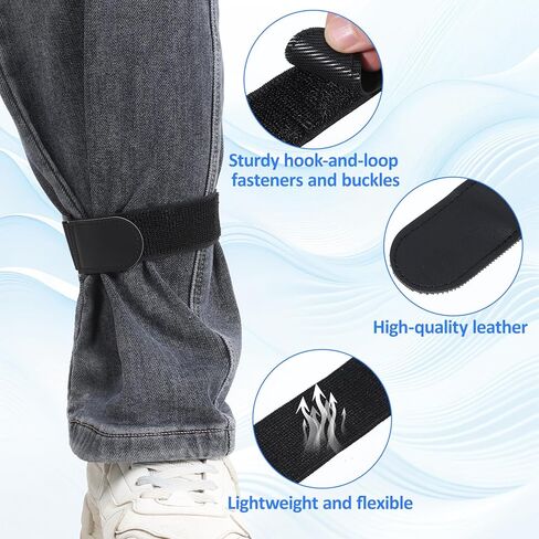 2 PCS Elastic Ankle Straps, Adjustable Boot Straps for Cowboy Boots Adjustable Boot Bands Leg Blousing Strap Elastic Trousers Blouses Strap Band for Hiking Fishing Hunting Riding (Black) in Saudi Arabia