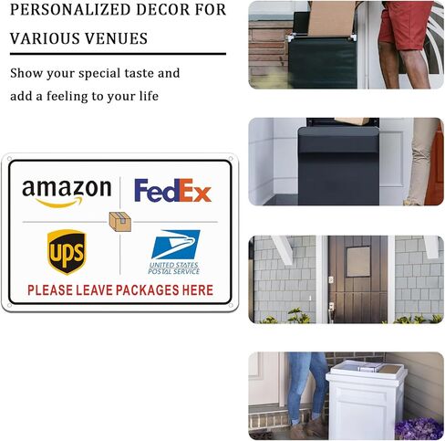 علامة تسليم الطرود، يرجى ترك الطرود هنا علامة للاستخدام الخارجي مقاس 8 × 12 بوصة، صفائح عاكسة من الدرجة الهندسية سميكة خالية من الصدأ "يرجى ترك الطرود هنا" للشرفة/الباب الأمامي in Kuwait