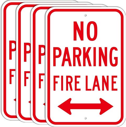 4 عبوات كبيرة ممنوع الوقوف، لافتة حارة الحريق، 18 × 12 بوصة ألومنيوم عاكس مقاوم للصدأ، محمي من الأشعة فوق البنفسجية، مقاوم للطقس، مقاوم للماء، سهل التركيب، للاستخدام الداخلي أو الخارجي in Kuwait