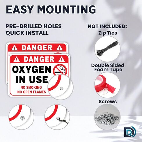 2 PC Oxygen in Use Signs for Home, 10x7 Reflective Aluminum No Smoking No Open Flames Oxygen Sign for Door, Indoor/Outdoor in Saudi Arabia
