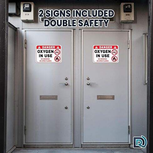 2 PC Oxygen in Use Signs for Home, 10x7 Reflective Aluminum No Smoking No Open Flames Oxygen Sign for Door, Indoor/Outdoor in Saudi Arabia