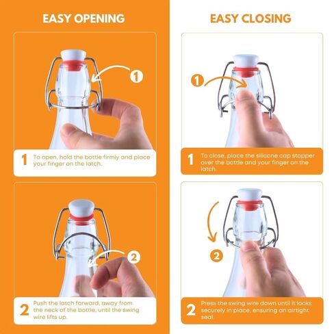 زجاجات زجاجية علوية متأرجحة من FastRack سعة 16 أونصة (500 مل) - عبوتان | زجاجات علوية شفافة ذات أغطية محكمة الغلق | عبوات زجاجية قابلة لإعادة الاستخدام لزيت الزيتون والخل والكمبوتشا والبيرة والتخمير in Kuwait